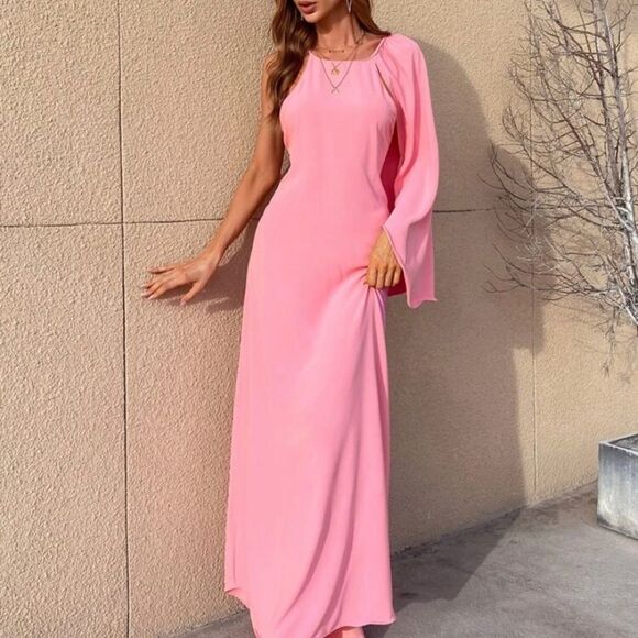 ZARA pink cape maxi dress limited edition Sz XL NWT - Picture 5 of 16